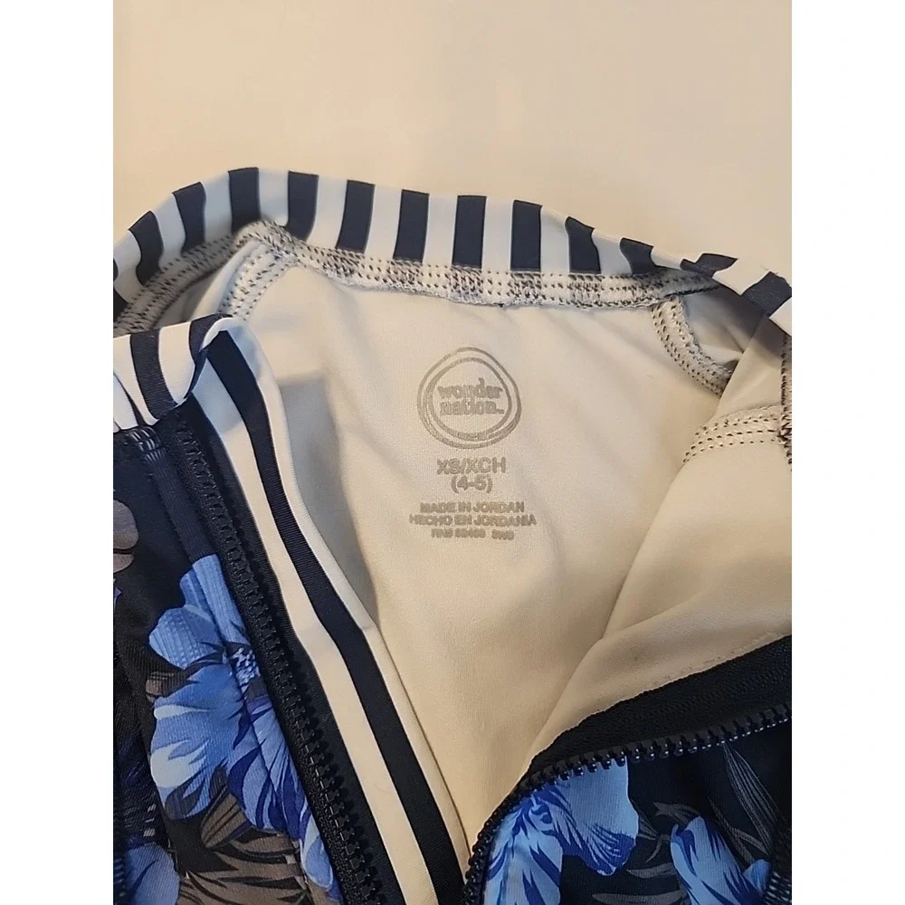 WONDER NATION GIRLS  RASH GUARD ONE PIECE SWIMSUIT‎ SIZE XS 4-5